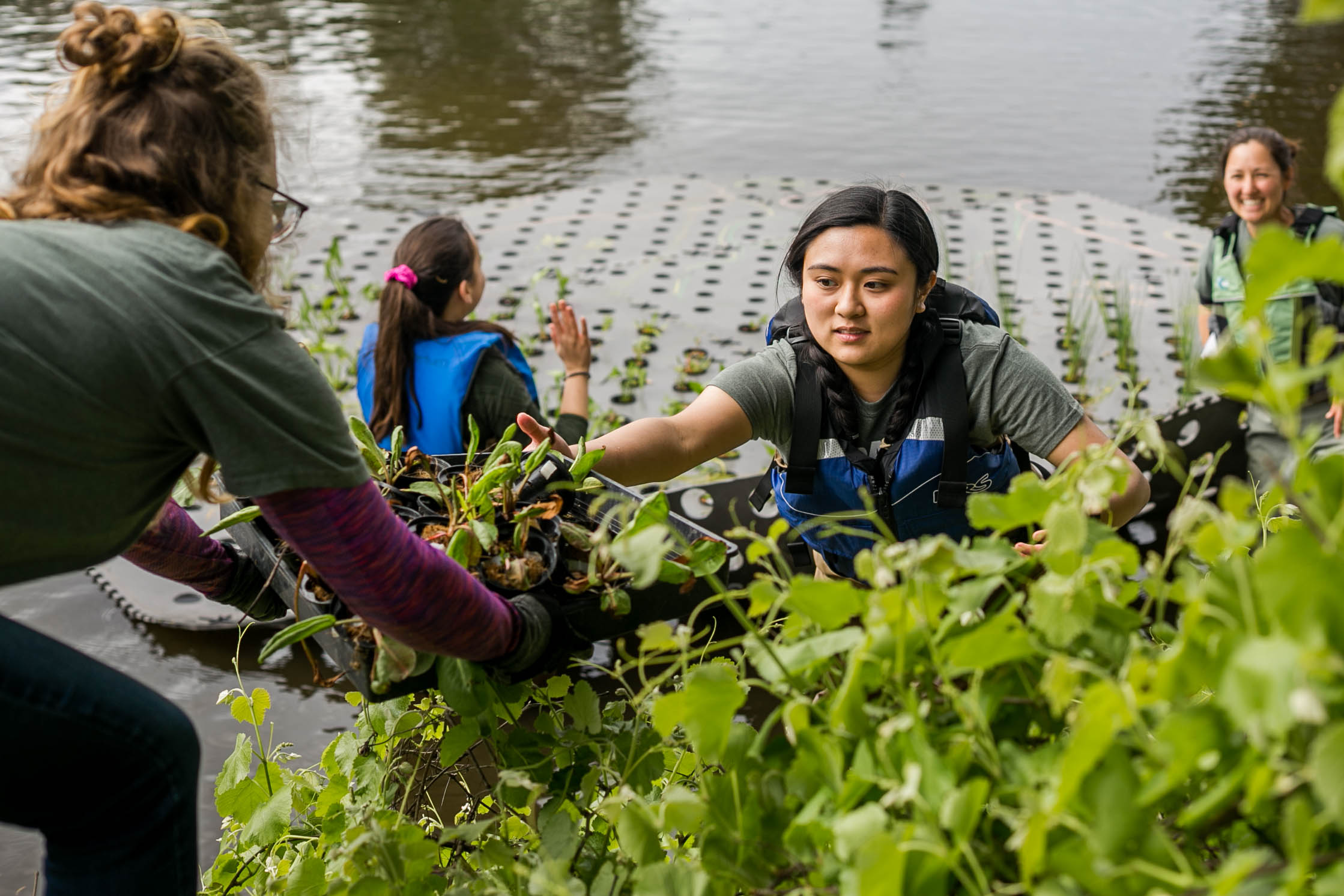Student interns and Waterway Steward Nina Suzuki 